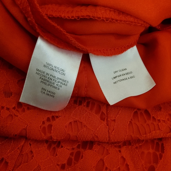 Nine West Red Lace Embroidered Shift Dress 3/4 Sleeve Boat Neck Size 12 - Picture 8 of 9